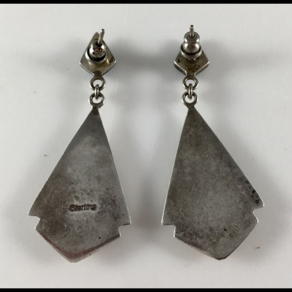 Native American Silver Turquoise Earrings Santa Fe - Picture 6 of 7